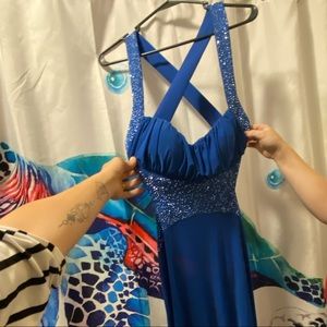 Long blue Dress used once fits beautifully